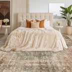 Brown and Green Rug for Entryway Indoor - Washable 5x7 Modern Abstract Area Rug for Foyer, Living Room, Home Office, Low Pile & Stain Resistence