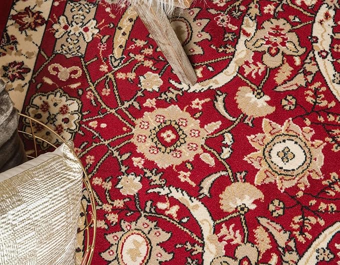 Unique Loom Espahan Collection Area Rug - Cape Cod (7' 10" Round, Red/ Beige)