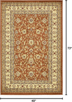 Unique Loom Voyage Collection Traditional Oriental Classic Intricate Design Area Rug (4' 0 x 6' 0 Rectangular, Terracotta/Ivory)