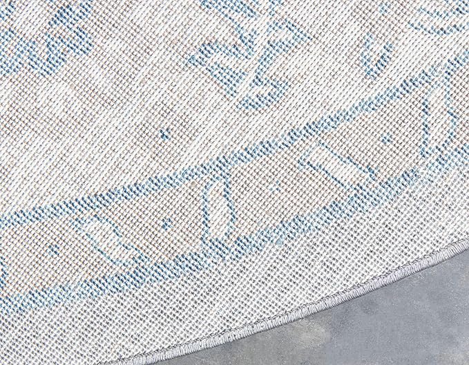 Unique Loom Salzburg Collection Classic Traditional Design Oriental Inspired Border Area Rug (8' 0 x 8' 0 Round, Gray/Beige)
