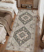 Tangsoo 2x6 Washable Runner Rug for Hallways, Non Slip Vintage Runner, Soft Low Pile Long Rug Runner, Print Distressed Grey Carpet Runners for Kitchen Bedroom Entryway Bathroom Living Room