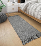 Collive Hallway Runner Rug, 2' x 5' Soft Washable Kitchen Runner Rug, Black Contemporary Modern Laundry Room Rugs Indoor Hand-Woven Cotton Carpet for Bedroom Entryway Front Door Farmhouse