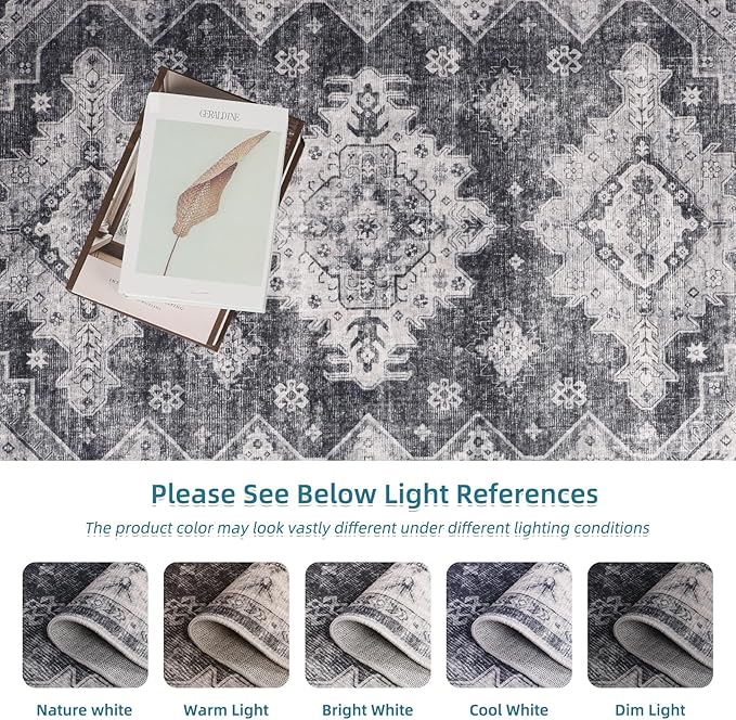 Dripex Vintage Washable Area Rug - 2x4 Indoor Door Mat Oriental Medallion Accent Throw Rug Distressed Foldable Non-Slip Low-Pile Bathroom Kitchen Rug for Entryway Laundry Room Living Room Bedroom