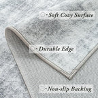 Gray Office Chair Mat for Low Pile Floor Carpet with Non Slip Modern Abstract Neutral Area Rug 4x6 Light Grey 4 x 6 Small Rug for Bedside Dorm Laundry Room
