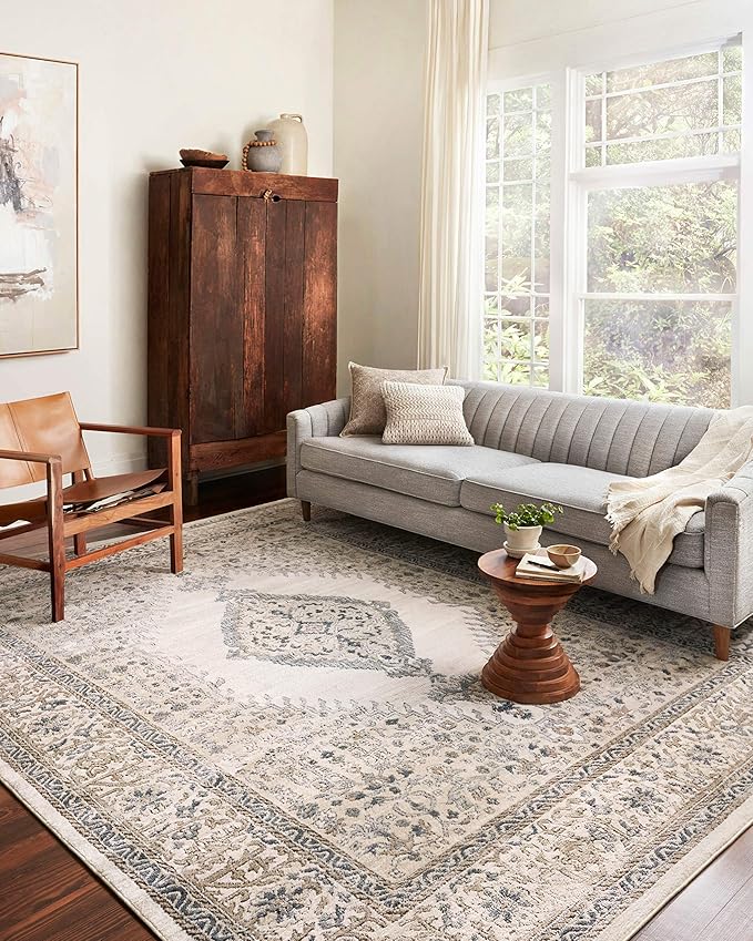 Loloi Teagan Collection TEA-02 Oatmeal/Ivory 9'-9" x 13'-6" Area Rug, Large, Soft Neutral Rug, High-Traffic for Living Room, Bedroom, Home Office, Dining Area