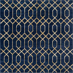 Marilyn Monroe Glam Collection Area Rug - Trellis (7' 10" Square, Navy Blue Gold/ Gold)