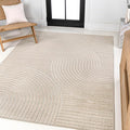 JONATHAN Y Hallie High-Low Curve Beige/Cream 5x8 Indoor/Outdoor Area Rug, Minimalist Geometric, Pet Friendly, for Patio, Backyard, Living Room, Bedroom, Office, Hose-Washable (SCN100D-5)
