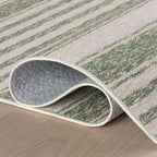 Dash & Albert Xaren Green Machine Washable Rug, 5 X 8 Feet, Green/Grey Stripe Pattern