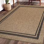 Beverly Rug Easy Jute Bordered Rug 5x7 Washable Durable Indoor Outdoor Area Rugs for Living Dining Room Patio Office Stain Resistant Non Shedding Casual Indoor Outside Carpet 5 x 7 Natural