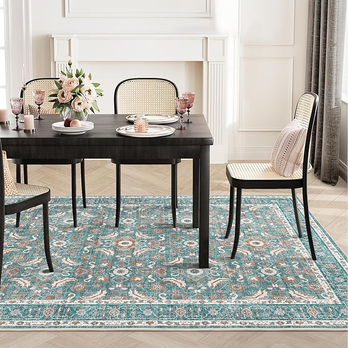 WITSHOCK Living Room Area Rugs 5x7: Soft Non-Slip Backing Washable Rugs Vintage Large Carpet for Bedroom Office Dining Room Kitchen Stain Resistant Home Decor Rug