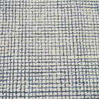 Hand-Tufted 100% Wool Pile Area Rug – Geometric Textured Grid Check Pattern – Thick and Durable Floor Carpet for Bedroom, Living Room, Kids Room, and Dining Area (Indigo Blue, 5' x 8')