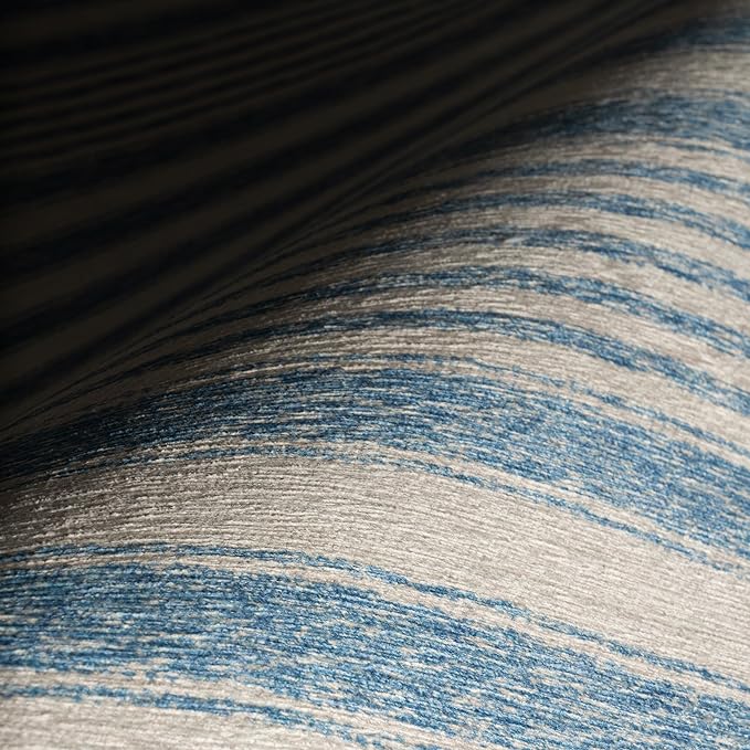 Dash & Albert Vion Blue Machine Washable Rug, 6 X 9 Feet, Blue/Grey Stripe Pattern