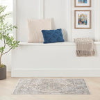 Nourison Home Astra Machine Washable Silver Grey 2'2" x 4' Area Rug - Easy Clean, Non Shedding, Bed Room, Living Room, Dining Room, Kitchen (2' x 4')