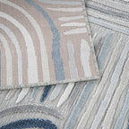 CAMILSON Indoor Outdoor Rug, Blue 5x7 Geometric Arch Striped Area Rugs for Patio and Home Areas, Easy-Cleaning Non-Shedding Living Room, Garden and Deck Washable Outside Carpet (5 x 7)