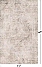 Washable Beige Brown Rugs for Entryway Indoor - 3x5 Throw Rug for Large Kitchen, Bedroom Bedside, Bathroom, Mudroom, Mordern Abstract Medallion Light Brown Décor, Non Slip Low Pile Fade Resistant