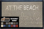 GORILLA GRIP 100% Waterproof All-Season WeatherMax Doormat US Designed Natural Rubber, Stain and Fade Resistant, Low Profile Indoor Outdoor Door Mats, Easy Clean Patio Mat, 17x29, Sand Beach
