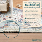 Istana 4x6 Rug - White Cream & Blue Area Rugs 4x6 - Kid & Pet Friendly Machine Washable Rugs - 4 x 6 Area Rug Non Slip & Non Shedding Area Rug - Foldable Rug for Room for Bedroom