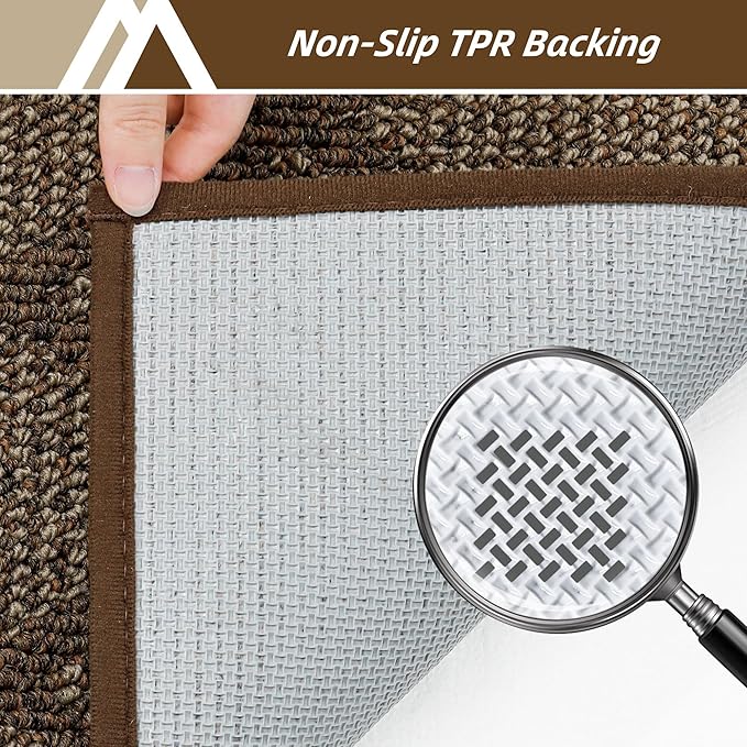 COSY HOMEER Non-Slip Door Mat 24"x36", Entryway Rugs Low Profile Absorbent Dirt Trapper Doormat for Front Entrance, Washable Polypropylene Entry Mat (Brown)