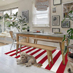 KOZYFLY Red White Striped Outdoor Rug 3x5 Ft Woven Christmas Area Rug Washable Front Door Rugs for Front Porch Kitchen Entryway Patio Dining Room Holiday Decor