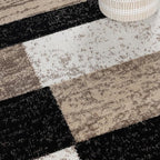 Superior Indoor Area Rug, Jute Backing, Plush Modern Rugs for Entryway, Kitchen Floors, Office Floor Cover, Color Block Rugs, Rockwood Collection, 5' x 8', Ivory/Beige