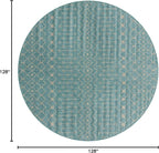 Unique Loom Outdoor Trellis Collection Area Rug - Tribal Trellis (10' 8" Round, Aqua/ Ivory)