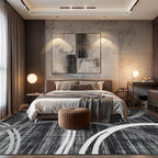 Rugshop Modern Wavy Circles Design Area Rug, Non-Shedding Carpet for Living Room, Primary Bedroom, or Dining Room, Grand Room,Open Spaces Black, 10' x 14'