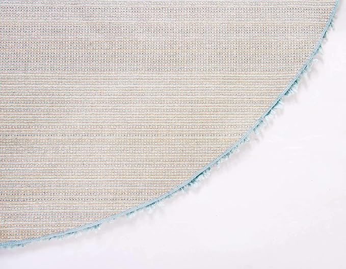 Unique Loom Davos Shag Collection Area Rug - Solid (6' 7" Round, Aqua)
