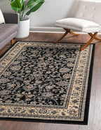 Rugs.com Yasmin Collection Rug – 5' x 8' Black Medium Rug Perfect for Bedrooms, Dining Rooms, Living Rooms