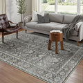 Vintage Area Rug 5x7 Black Washable Living Room Large Carpet Non Slip Bedroom Indoor Office Low Pile Traditional Distressed Retro Accent Rug for Dining Room Bathroom Kitchen