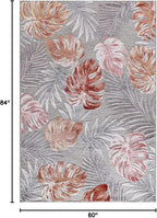 CAMILSON Indoor Outdoor Rug, Multi 5x7 Leaf Tropical Botanical Area Rugs for Indoor and Outdoor patios, Easy-Cleaning Non-Shedding Living Room, Garden and Kitchen Washable Outside Carpet (5 x 7)