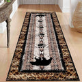 Unique Wildlife Runner Rug, 3.3x7ft, Bear Border Design Area Rug, Rustic Log Cabin Runner for Entryway, Rubber Backing Durable Floor Rug, Vintage Western Decoration, Fade-Resistant Print Carpet