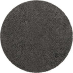 Unique Loom Solid Shag Collection Area Rug (7' 1" Round, Graphite Gray)
