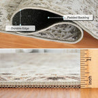 ReaLife Rugs Machine Washable Area Rug Runner - Living Room Bedroom Bathroom Kitchen Entryway Office - Padded Low Pile Stain Resistant Premium - Boho Farmhouse Vintage - Joy - Beige Ivory 2'6" x 10'