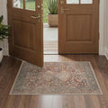 Bavni Washable Entry Rug 2x3, Non Slip Door Mat for Entryway or Kitchen, Vintage Print Low Pile Ultra Thin Indoor Rug, Brick