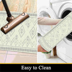 Beige White Runner Rug, 4x12ft Black Geometric Square Pattern Hallway Decor Rug - Modern Home Corridor & Foyer Accent Carpet, Non-Slip Mat Washable Rugs, Stylish Carpet for Hallway Spaces