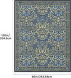 Bavni Floral Dark Blue Area Rugs 8x10, Vintage Boho Carpet Machine Washable, Non Slip Soft Low Pile Thin Rug for Bedroom, Living Room, Dining Room, Nursery