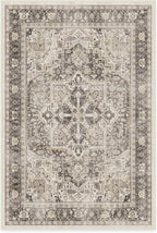 RUGGABLE Washable Vintage Area Rug – Kamran Hazel 4x6, Stain-Resistant, Non-Slip – Medium Machine Washable Rugs for Living Room, Bedroom, Hallway, Entryway & Office–with Cushioned Pad