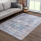 Bloom Rugs Washable 6' x 9' Rug - Slate Gray/Blue Traditional Area Rug for Living Room, Bedroom, Dining Room, and Kitchen - Exact Size: 6' x 9'