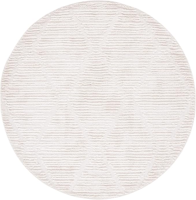 SAFAVIEH Marrakech Collection Area Rug - 6'7" Round, Beige, Moroccan Boho Tribal Tassel Design, Non-Shedding & Easy Care, Ideal for High Traffic Areas in Living Room, Bedroom (MRK517C)