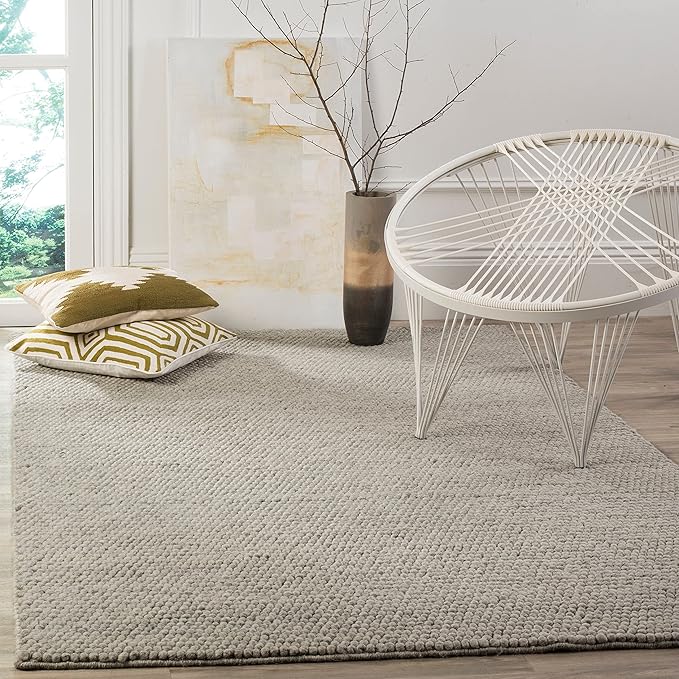 SAFAVIEH Area Rug 3x5 - Natura Collection - Ivory, Handmade Wool Blend, Textured Design, Ideal for Living Room, Bedroom, Dining Space (NAT620A)