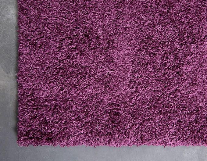 Unique Loom Solid Shag Collection Area Rug (10' x 13' Rectangle, Eggplant Purple)