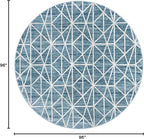 Rugs.com Lattice Trellis Collection Rug – 8 Ft Round Blue Low-Pile Rug Perfect for Kitchens, Dining Rooms