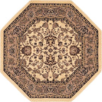 Unique Loom Sialk Hill Collection Area Rug - Washington (5' 3" Octagon Ivory/Black)