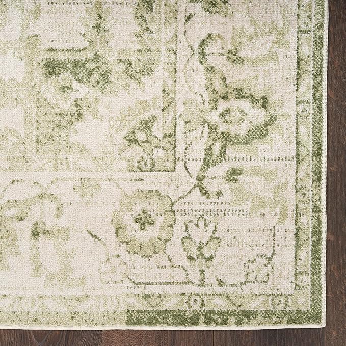 Nourison Home Astra Machine Washable Ivory Green 6'7" x 9' Area Rug - Easy Clean, Non Shedding, Bed Room, Living Room, Dining Room, Kitchen (7' x 9')