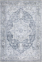 Bloom Rugs Caria Washable Non-Slip 5x7 Rug - Gray/Dark Blue Traditional Area Rug for Living Room, Bedroom, Dining Room, and Kitchen - Exact Size: 5' x 7'