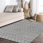 JONATHAN Y Boho Vintage Diamond Gray/Ivory Indoor Area Rug 5X8 ft, Moroccan Hype for Living Room, Bedroom, Kitchen, Office, Easy-Cleaning, High Traffic, Pet-Friendly, Non-Shedding (MOH101C-5)