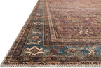 Loloi Layla Collection LAY-01 Brick/Blue 2'-0" x 5'-0" .13" Thick Accent Rug, Soft, Durable, Vintage Inspired, Distressed, Low Pile, Non-Shedding, Easy Clean, Printed, Living Room Rug