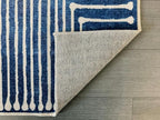 GLN Rugs Contemporary Collection - Machine Washable Area Rug, Contemporary Washable, Non Slip, Low Pile Chenille Rug, Living Room, Bedroom, Kitchen Rug (2'6" x 7' Lines Blue)