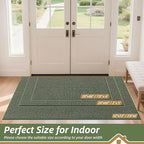BEQHAUSE Dirt Trapper Door Mat 24" x 60", Non-Slip Washable Doormats Entrance Mat, Dirt Resistant and Absorbent Welcome Mat, Low Profile Floor Mats for Front Back Door and Entryway, Green