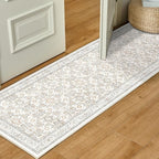 WITSHOCK 3x8 Long Runner Rug for Hallway,Washable Rug Distressed Boho for Bedroom Kitchen Entryway Indoor Entrance,Non Slip Runner Rugs with Rubber Backing（Camel/Beige,3x8）